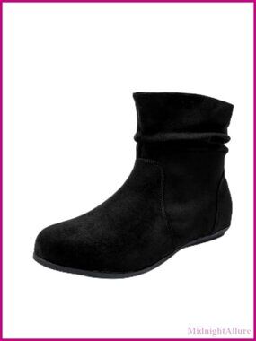 Women's Wide Width Low Heel Ankle Boots with Side Zipper